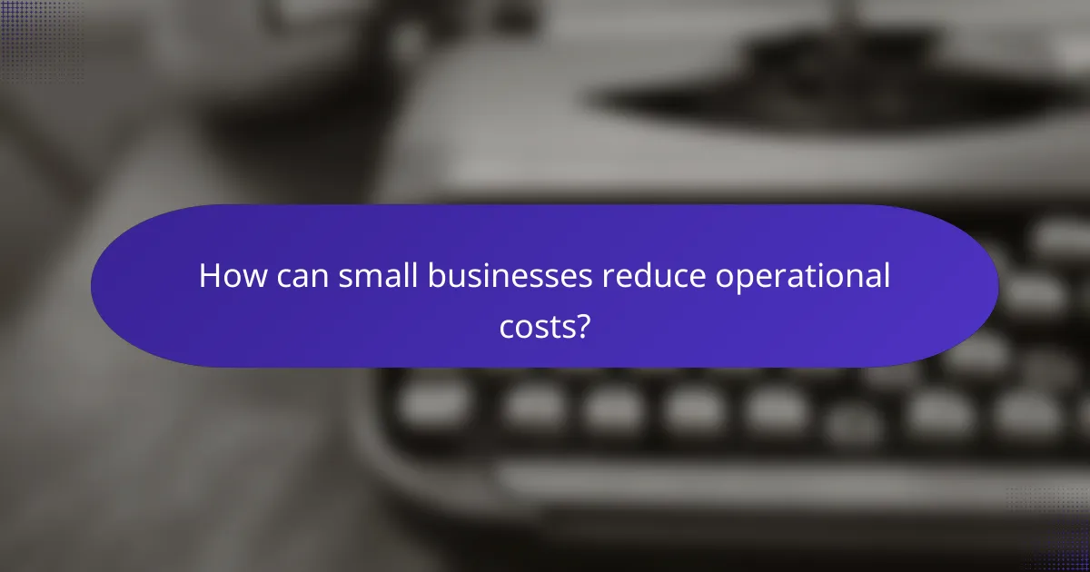 How can small businesses reduce operational costs?