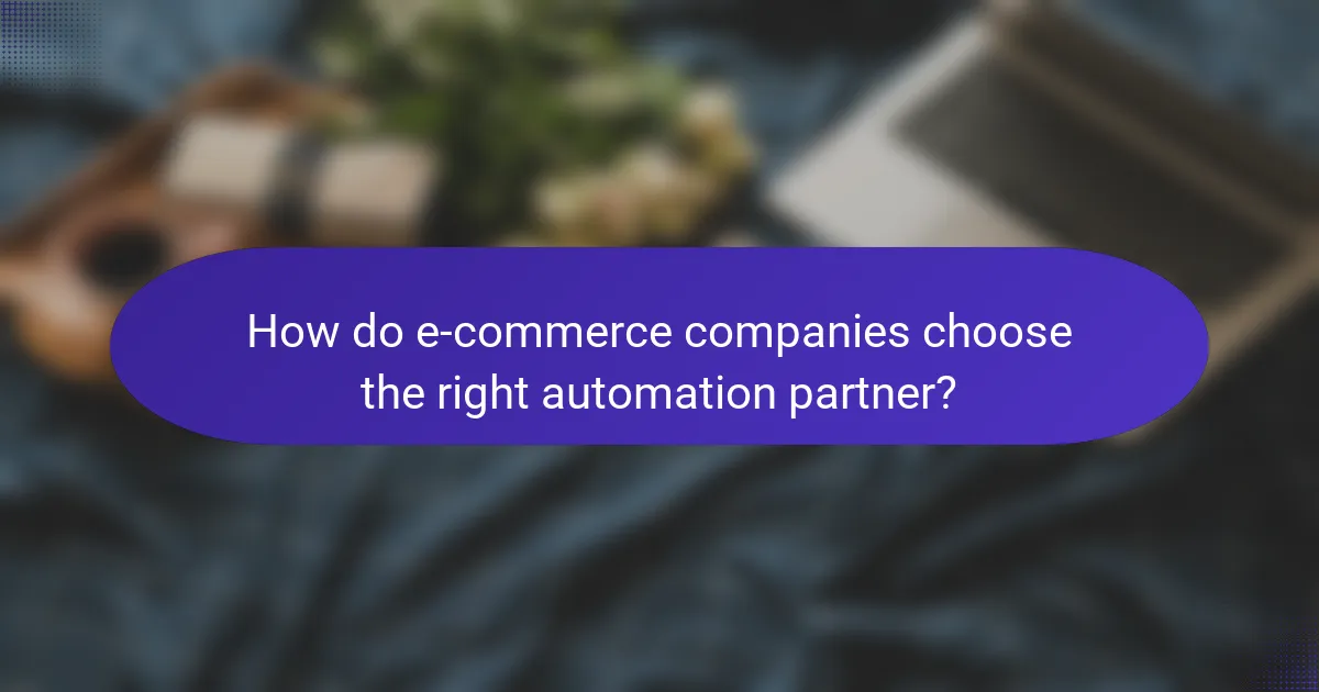 How do e-commerce companies choose the right automation partner?